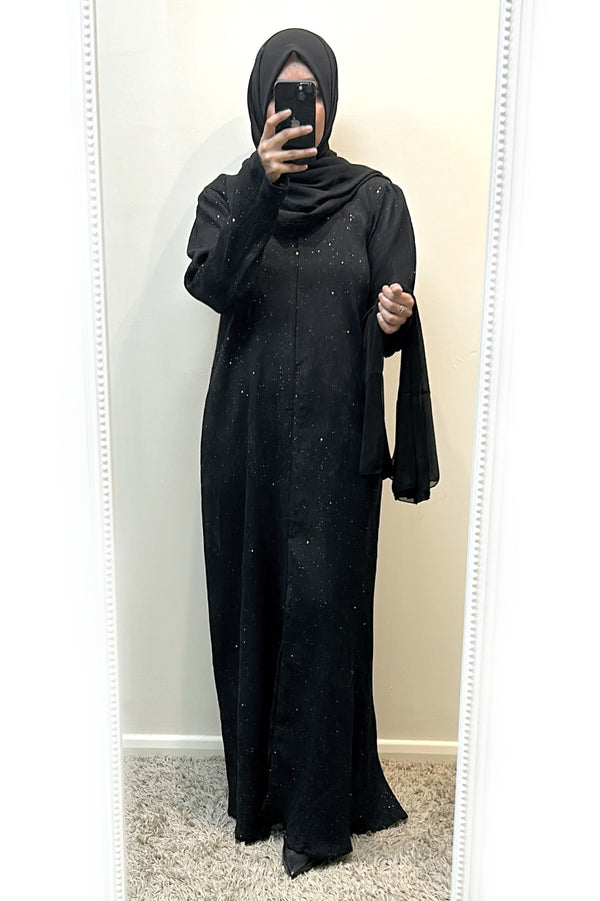 Crinkle Sparkle Black Abaya