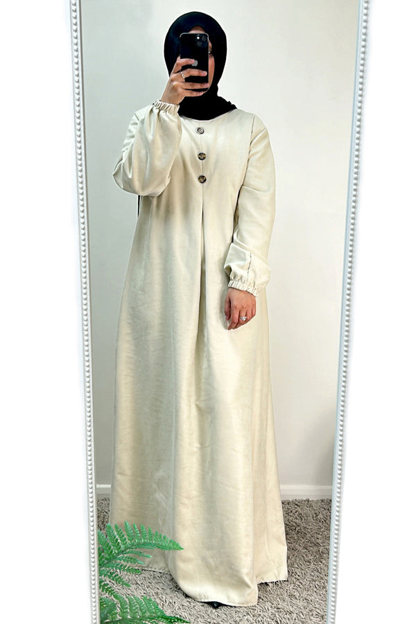 Cream Suede Feel Abaya