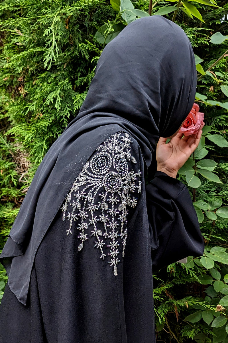 Black with Silver Shoulder Beadwork