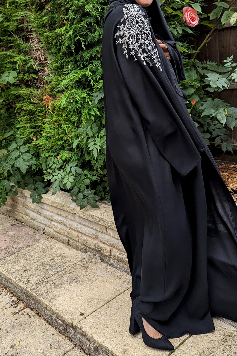 Black with Silver Shoulder Beadwork