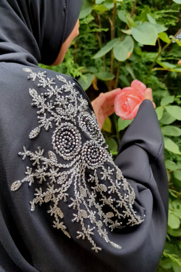 Black with Silver Shoulder Beadwork