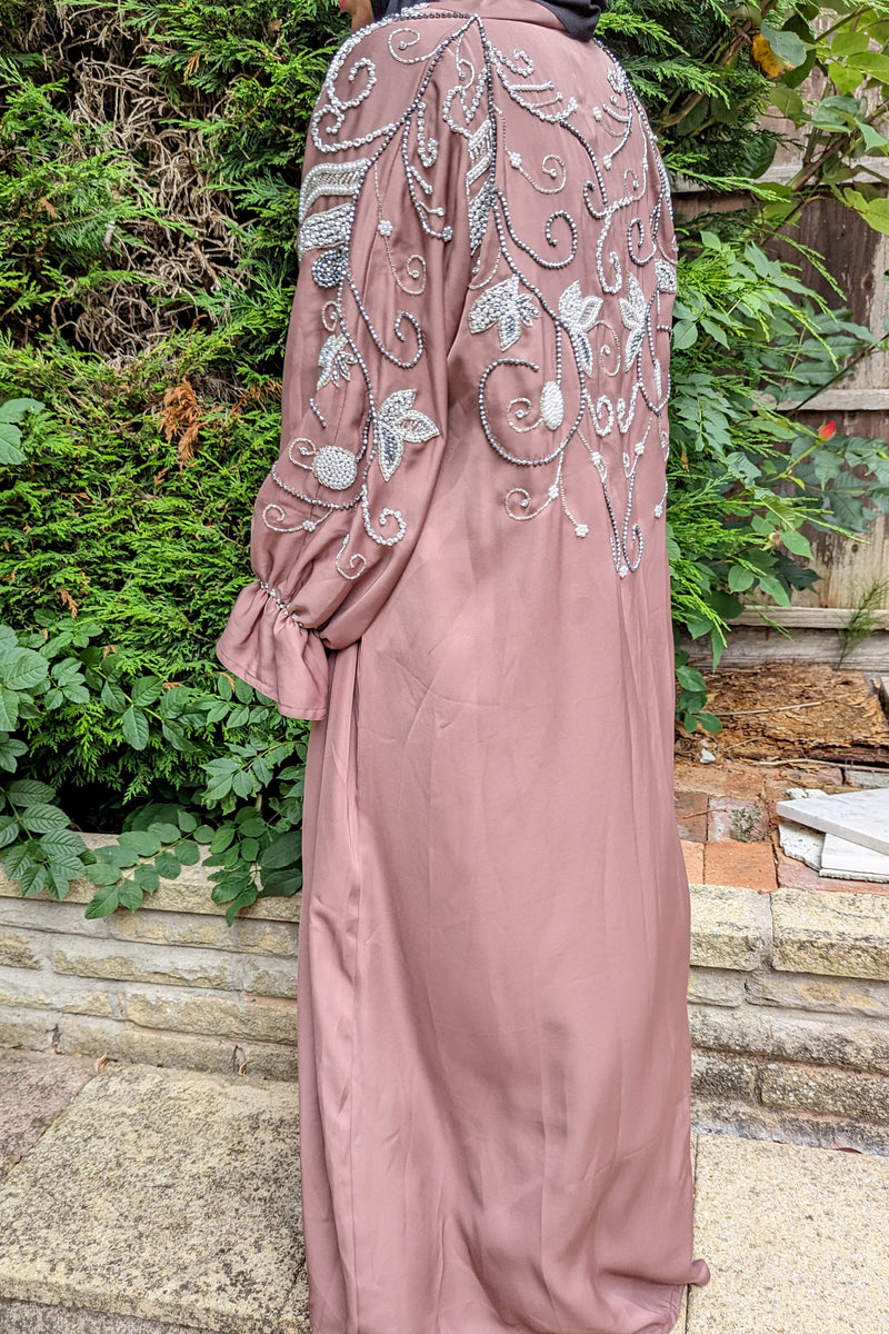 Nude Pink with Pearl Detail Abaya