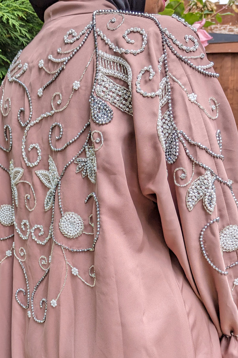 Nude Pink with Pearl Detail Abaya