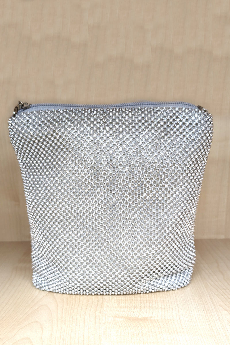 Silver Slouch Crystal Bag