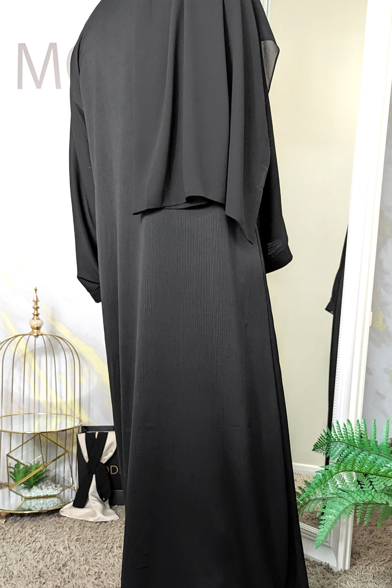 Black Basic Plain Open Abaya