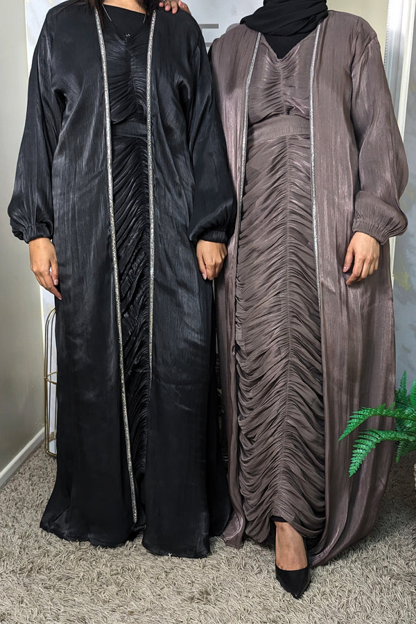 Black Shimmer Ripple Abaya