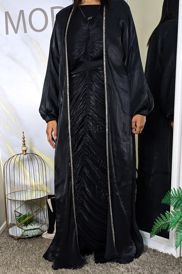 Black Shimmer Ripple Abaya