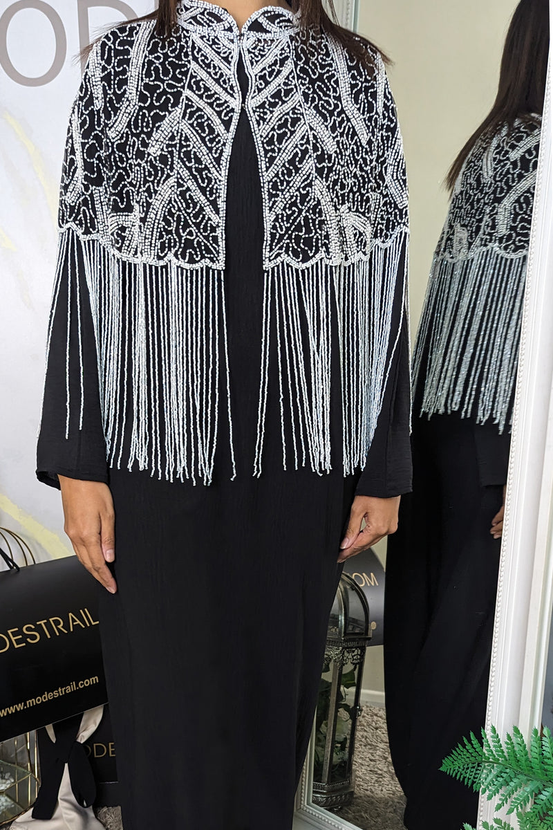 White Beaded Gem Capelet
