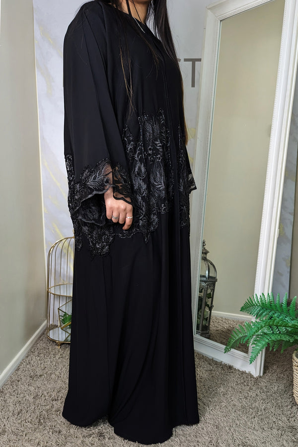 Black Centre Lace Abaya