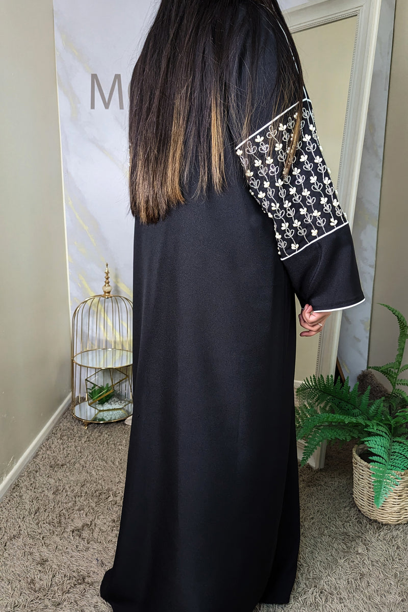 Black Abaya with Pearls and Gems