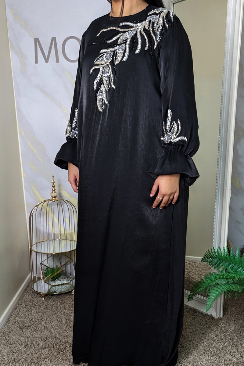 Black Shimmer Gem Abaya