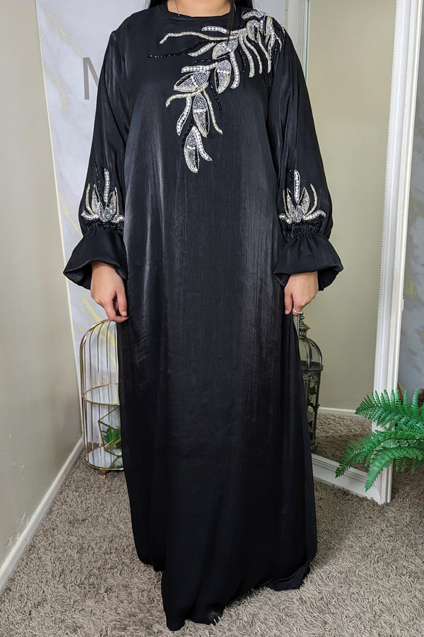 Black Shimmer Gem Abaya