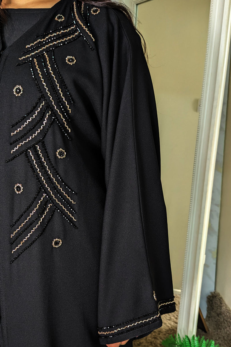 Black Abaya with Geometric Beadwork