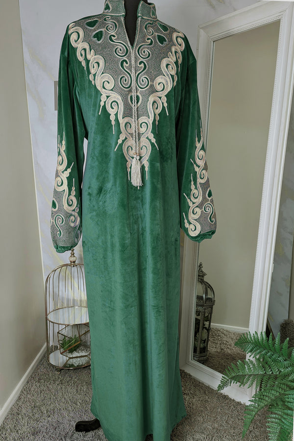 Green Velvet with Embroidery