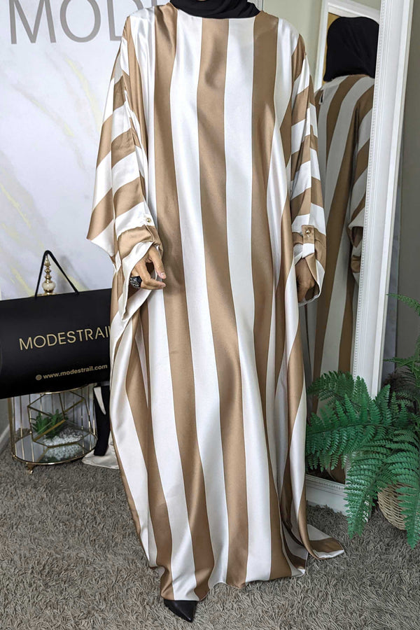 Gold Striped Oversized Satin Dress
