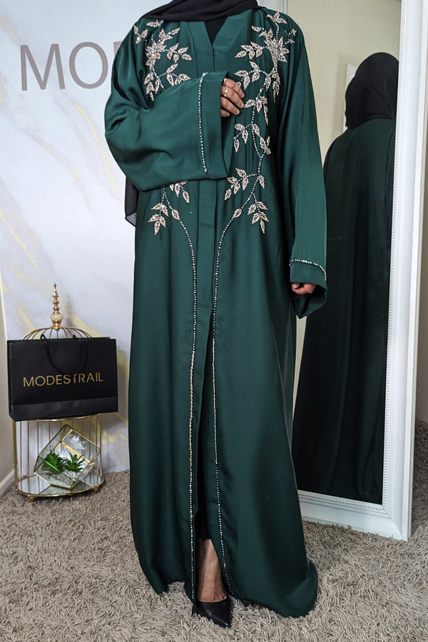 Emerald Green Beaded Abaya
