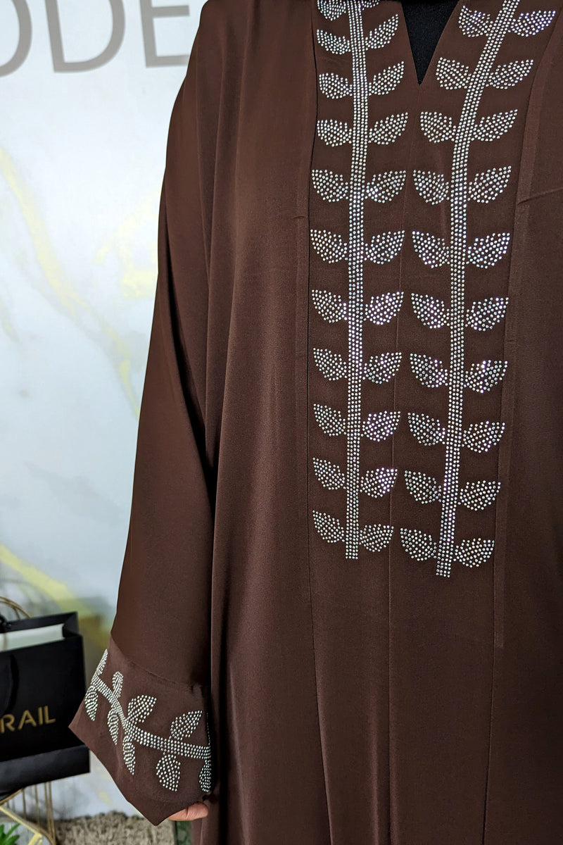 Brown diamante detail abaya