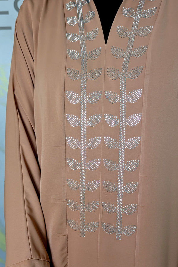 peach diamante detail abaya