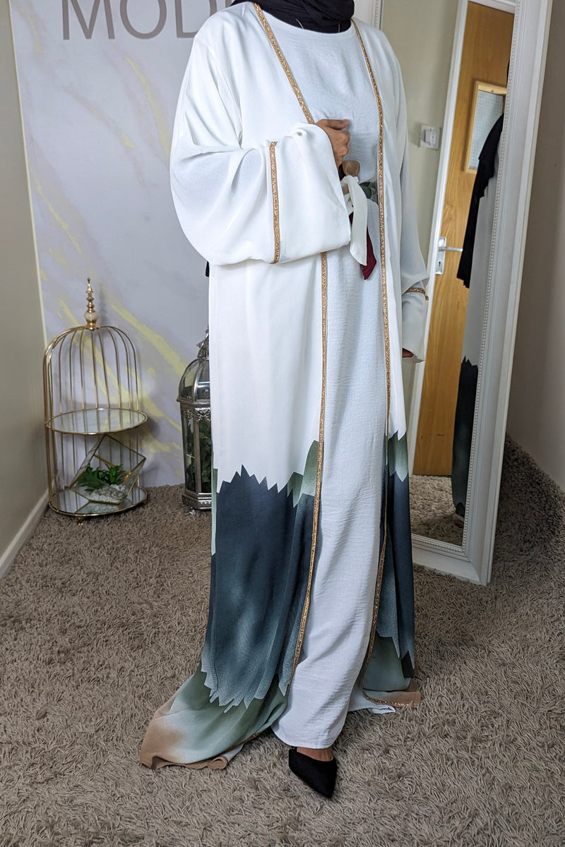 Green Ombre Zigzag Abaya