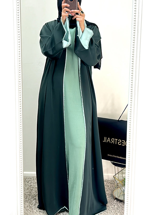 Green Reversible Open Abaya
