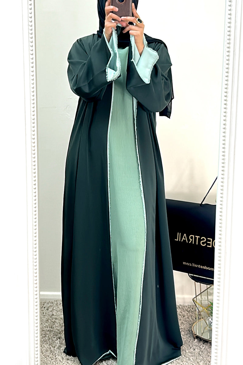 Green Reversible Open Abaya