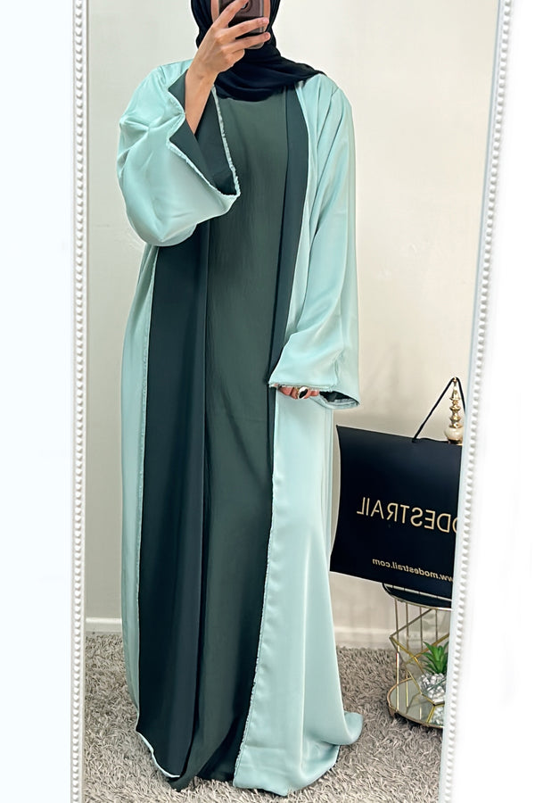 Green Reversible Open Abaya
