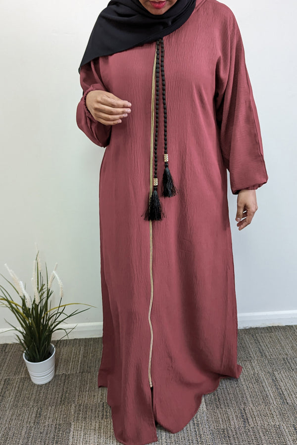 Blush Pink Zip-Up Hood Abaya