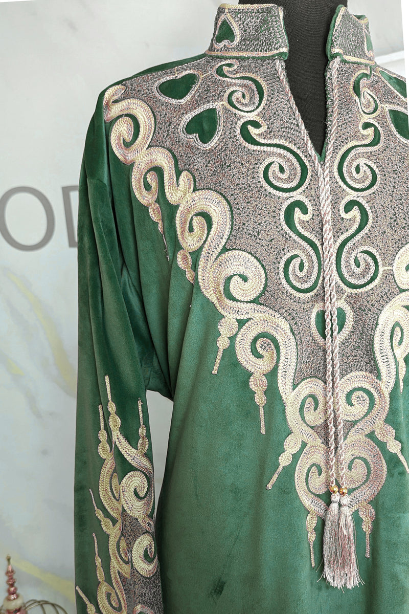 Green Velvet with Embroidery