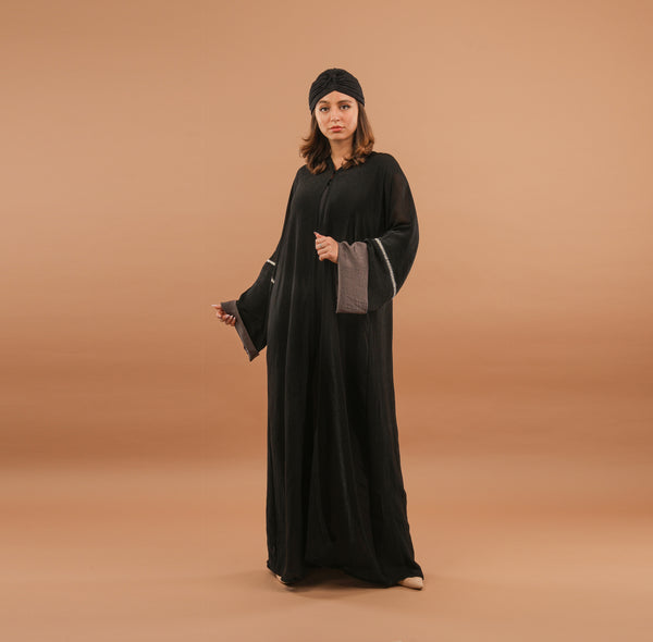 Back Cross Over Crystal Abaya