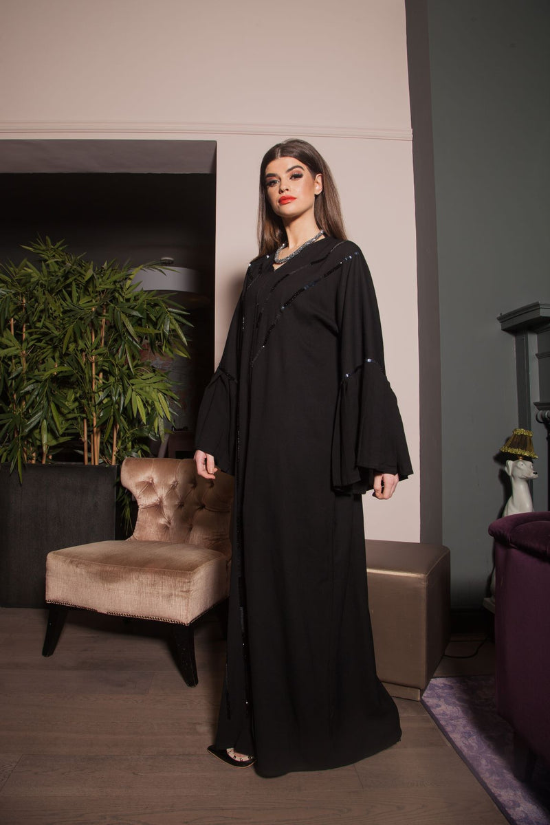 BELL SLEEVE GLASS BEAD ABAYA