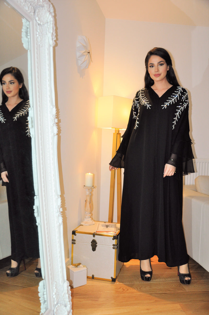 Crystal Pearl Branching Abaya