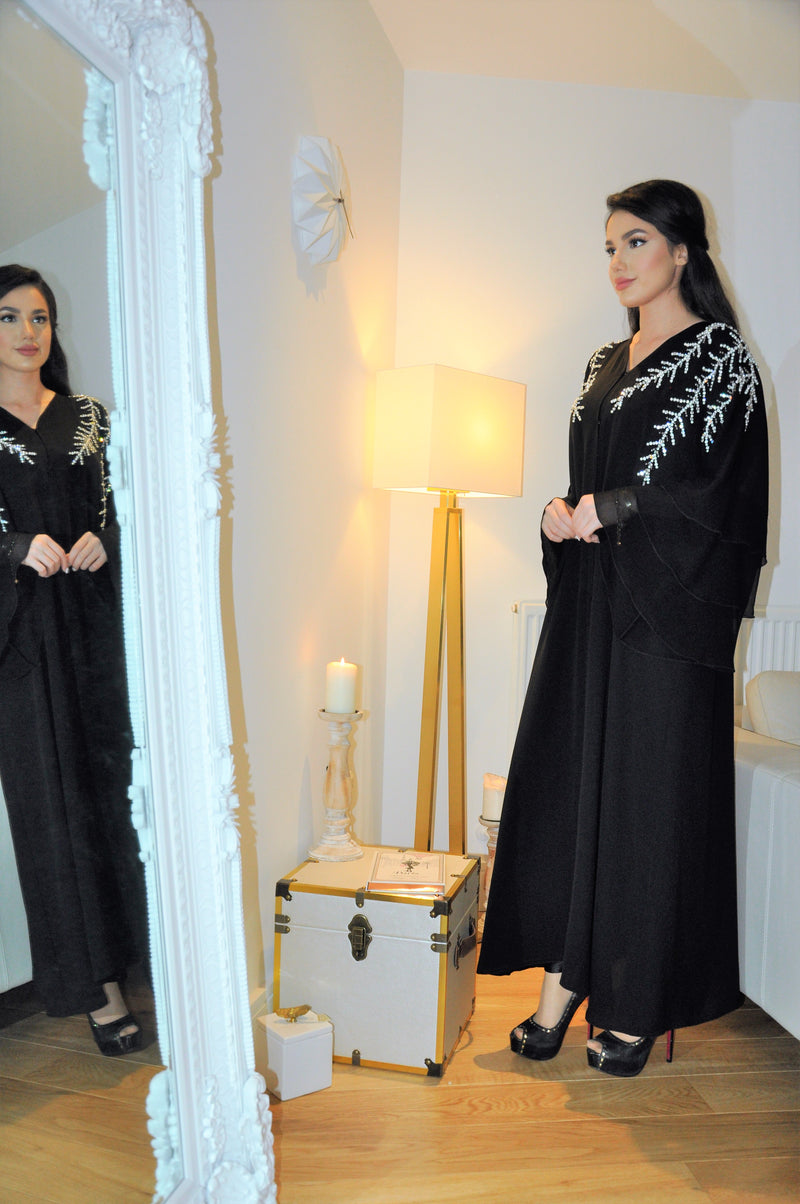 Crystal Pearl Branching Abaya