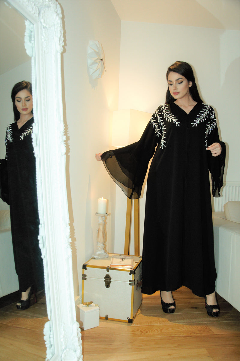 Crystal Pearl Branching Abaya