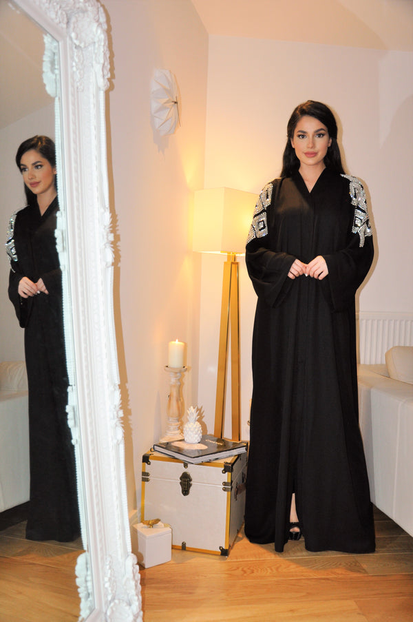 Square Crystal Design Abaya