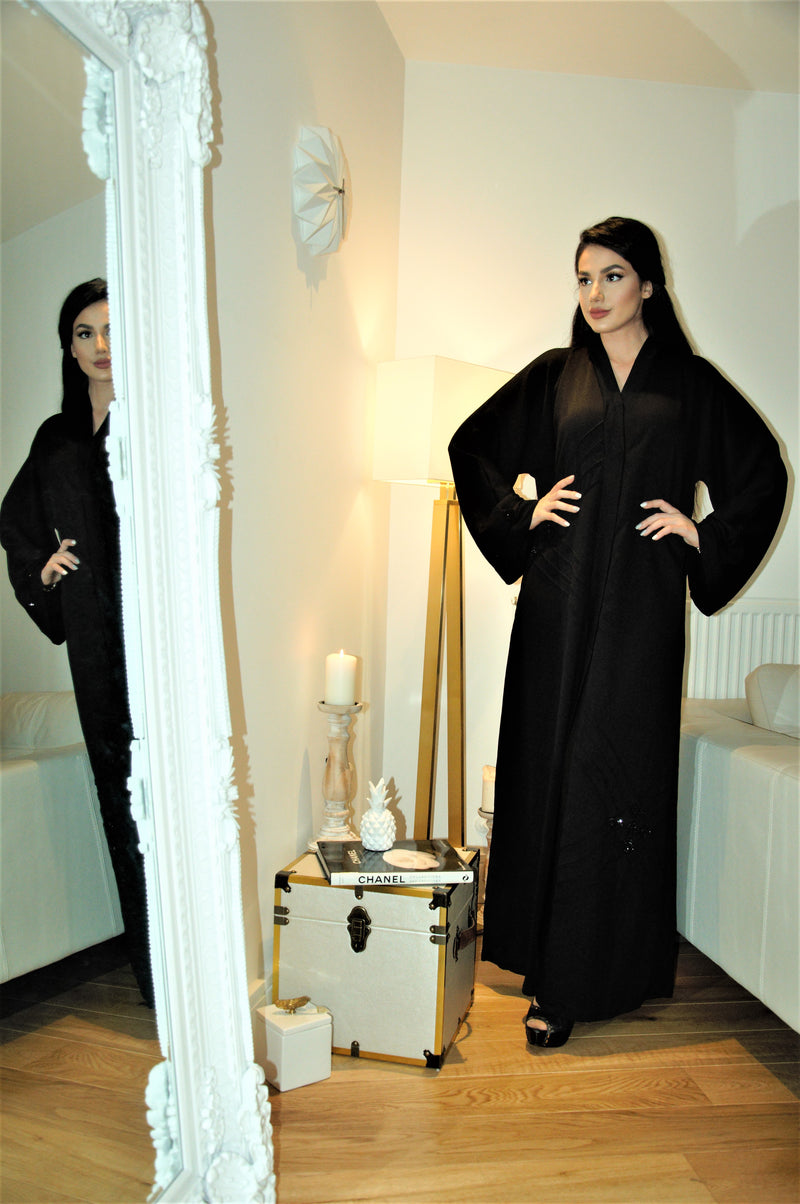 Black On Black Square Embroidery Abaya
