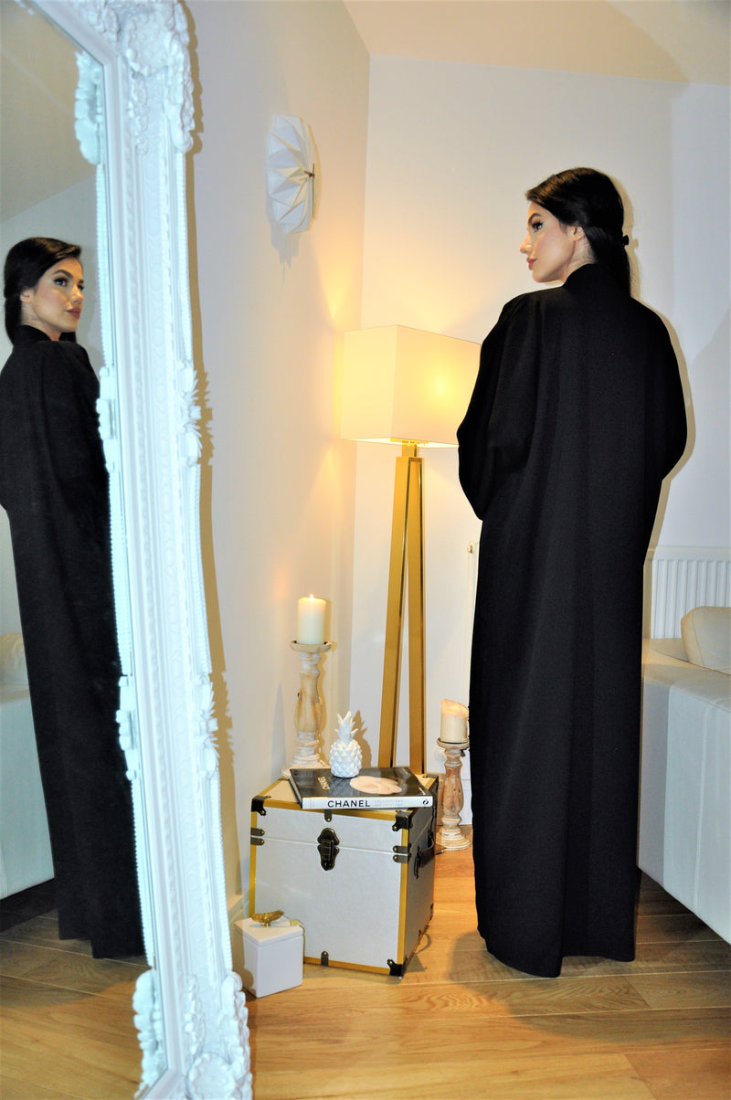 Black On Black Square Embroidery Abaya
